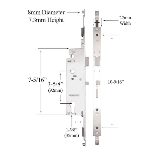Hoppe HLS9350 Aluminum Door Gear for Balcony and Terrace Doors 35mm Backset - Hoppe HLS9350 Aluminum Door Gear for Balcony and Terrace Doors 35mm Backset