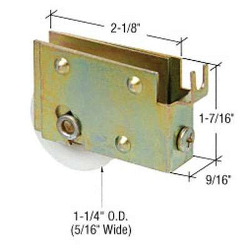 Sliding Door Roller With Adjustable Steel housing 1.25 Inch Nylon Wheel C Tab Housing - Sliding Door Roller With Adjustable Steel housing 1.25 Inch Nylon Wheel C Tab Housing