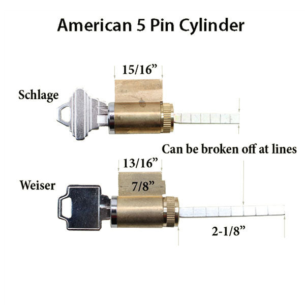 American Cylinder Lock - Weiser 5 Pin Tumbler, Keyed Alike Semi-Restricted Keyway - American Cylinder Lock - Weiser 5 Pin Tumbler, Keyed Alike Semi-Restricted Keyway