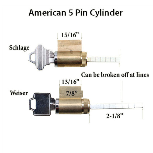 American Cylinder Lock - Weiser 5 Pin Tumbler, Keyed Alike Semi-Restricted Keyway - American Cylinder Lock - Weiser 5 Pin Tumbler, Keyed Alike Semi-Restricted Keyway