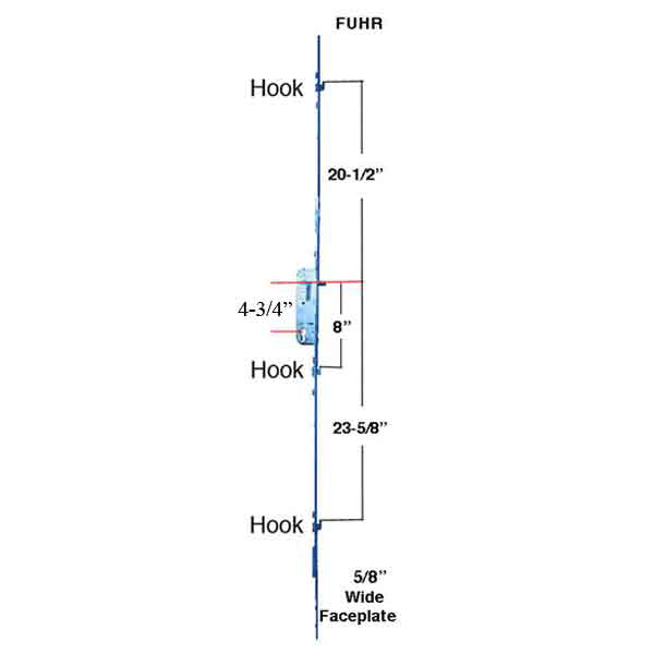 Hoppe FUHR Multipoint Lock 3 Hook Mortise Multipoint Lock For Sliding Doors - Hoppe FUHR Multipoint Lock 3 Hook Mortise Multipoint Lock For Sliding Doors