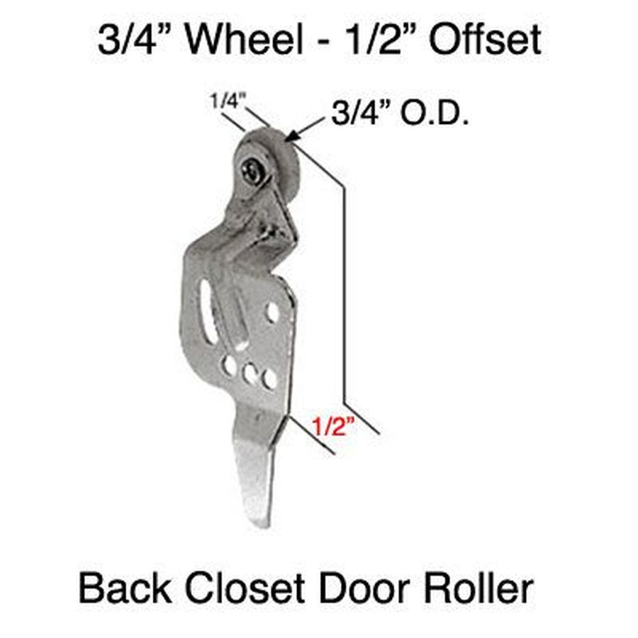 Harvey Back Closet Door Roller 0.75 Inch Wheel Diameter with Offset - Harvey Back Closet Door Roller 0.75 Inch Wheel Diameter with Offset