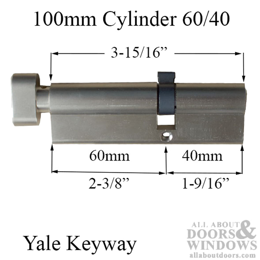 60/40 Exterior Keyed Euro Profile Cylinder in Satin Nickel - 60/40 Exterior Keyed Euro Profile Cylinder in Satin Nickel