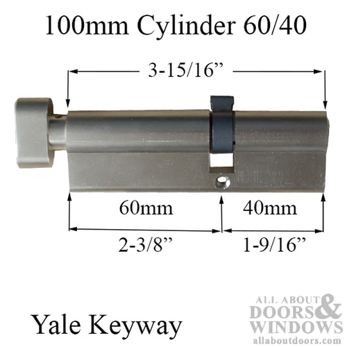 60/40 Exterior Keyed Euro Profile Cylinder in Satin Nickel - 60/40 Exterior Keyed Euro Profile Cylinder in Satin Nickel