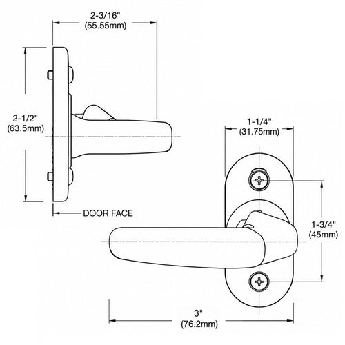 Non Locking Storm Door Handle with Inside Rotary Latch - Non Locking Storm Door Handle with Inside Rotary Latch