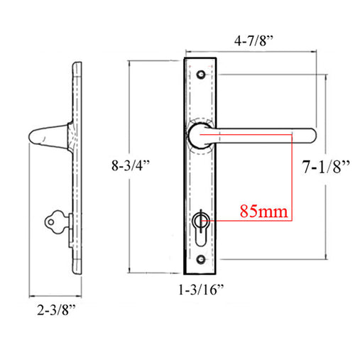 Interlock LCL 85mm Aria Handle Set, No Cylinder - Interlock LCL 85mm Aria Handle Set, No Cylinder