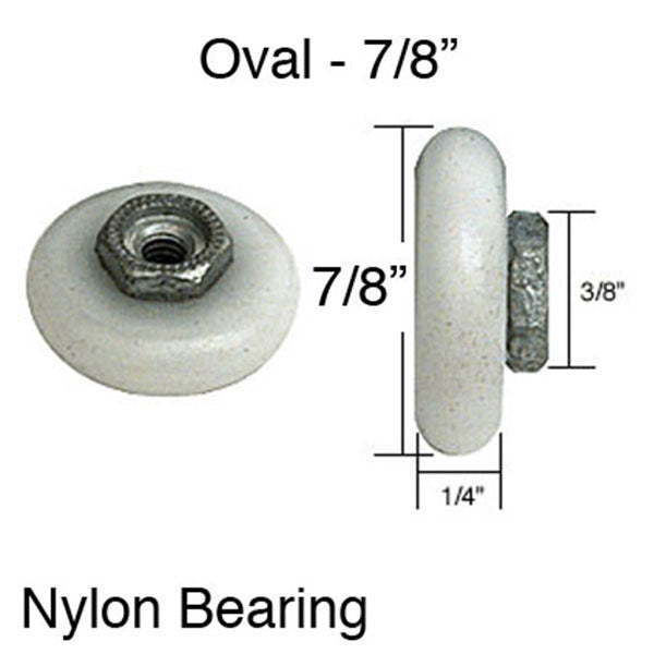 Oval Nylon Ball Bearing Wheel Roller for Shower Doors 7/8