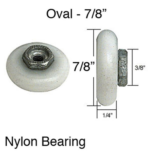 Oval Nylon Ball Bearing Wheel Roller for Shower Doors 7/8