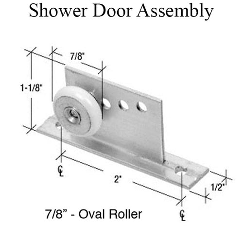 Shower Door Roller Assembly, Roller 7/8 Inch Oval Edge - Shower Door Roller Assembly, Roller 7/8 Inch Oval Edge