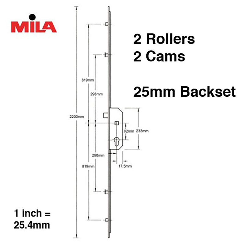 Mila 25mm Backset Lock Body - Latch Only, No Deadbolt - Mila 25mm Backset Lock Body - Latch Only, No Deadbolt