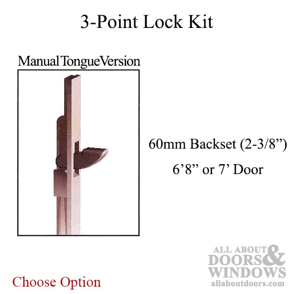 HLS-ONE 3-point Lock KIT, ACTIVE SYSTEM w/60MM backset, choose door thickness - HLS-ONE 3-point Lock KIT, ACTIVE SYSTEM w/60MM backset, choose door thickness