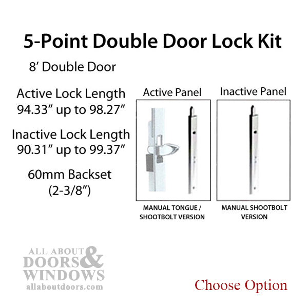 HLS-ONE 5-point Lock KIT, Double Door System w/60MM backset, choose door thickness - HLS-ONE 5-point Lock KIT, Double Door System w/60MM backset, choose door thickness