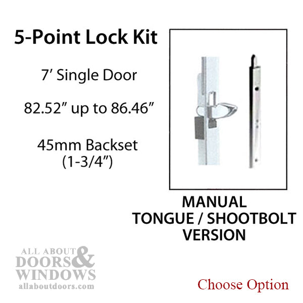 HLS-ONE 5-point Lock KIT, ACTIVE SYSTEM w/45MM backset, choose door thickness - HLS-ONE 5-point Lock KIT, ACTIVE SYSTEM w/45MM backset, choose door thickness