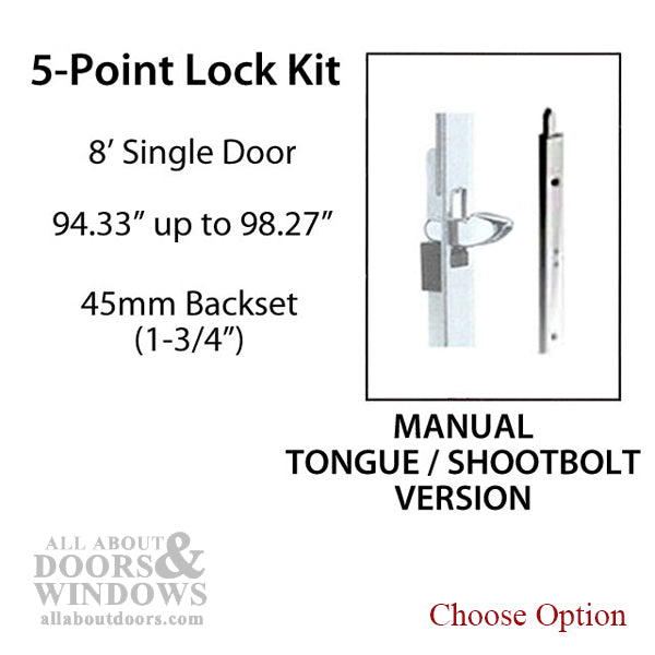 HLS-ONE 5-point Lock KIT, ACTIVE SYSTEM w/45MM backset, Choose Door Thickness - HLS-ONE 5-point Lock KIT, ACTIVE SYSTEM w/45MM backset, Choose Door Thickness