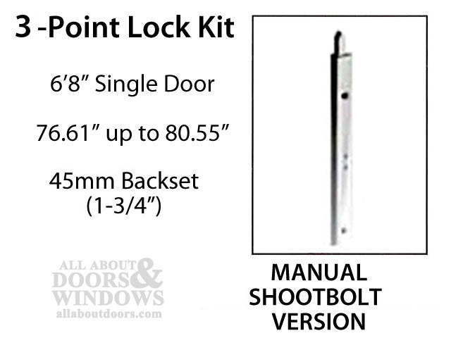HLS-ONE 3-point Lock KIT, ACTIVE 6-8 Door w/45mm  backset, choose door thickness - HLS-ONE 3-point Lock KIT, ACTIVE 6-8 Door w/45mm  backset, choose door thickness