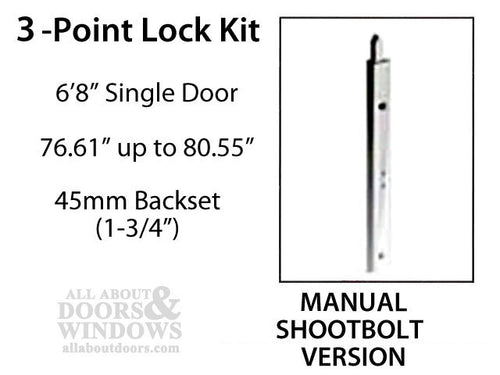HLS-ONE 3-point Lock KIT, ACTIVE 6-8 Door w/45mm  backset, choose door thickness - HLS-ONE 3-point Lock KIT, ACTIVE 6-8 Door w/45mm  backset, choose door thickness