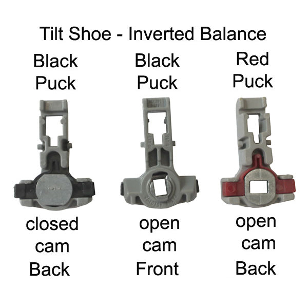 Tilt shoe, 1-1/4 x 53/64  Tan Puck, Open Cam, Inverted Channel Balance - P - Tilt shoe, 1-1/4 x 53/64  Tan Puck, Open Cam, Inverted Channel Balance - P