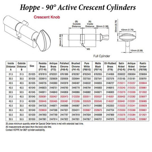 31.5/31.5  HOPPE Non Logo 90° Keyed Profile Cylinder Lock, Solid Brass - 31.5/31.5  HOPPE Non Logo 90° Keyed Profile Cylinder Lock, Solid Brass