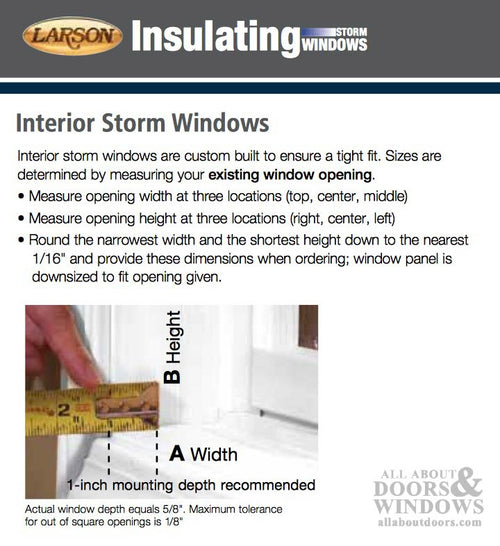 Larson Inside / Interior storm window, Low-E Glass - Larson Inside / Interior storm window, Low-E Glass