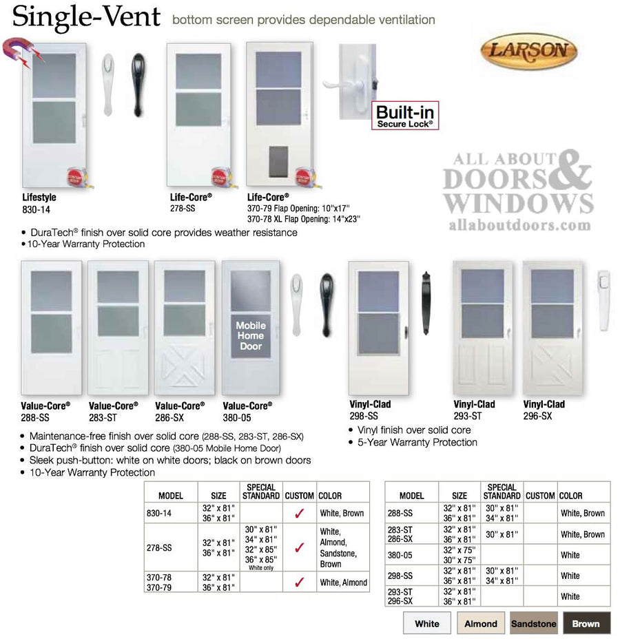 Larson Vinyl-Clad Self Storing Traditional Storm Door - Larson Vinyl-Clad Self Storing Traditional Storm Door