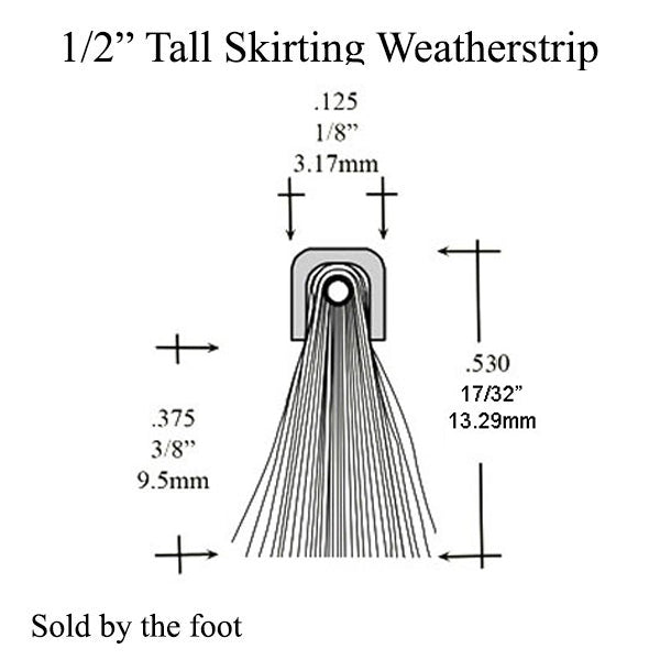 Skirting Weatherstrip For Commercial Doors .530 Inches tall Square Back Housing - Skirting Weatherstrip For Commercial Doors .530 Inches tall Square Back Housing