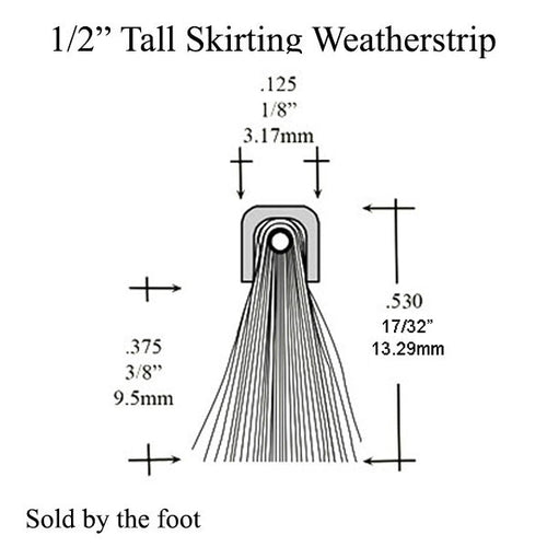Skirting Weatherstrip For Commercial Doors .530 Inches tall Square Back Housing - Skirting Weatherstrip For Commercial Doors .530 Inches tall Square Back Housing