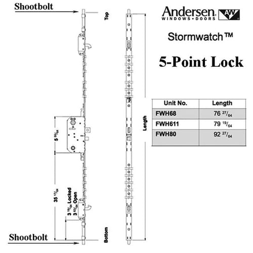 Andersen Stormwatch 5-Point Lock AP/PA - FWH80 Door - Andersen Stormwatch 5-Point Lock AP/PA - FWH80 Door