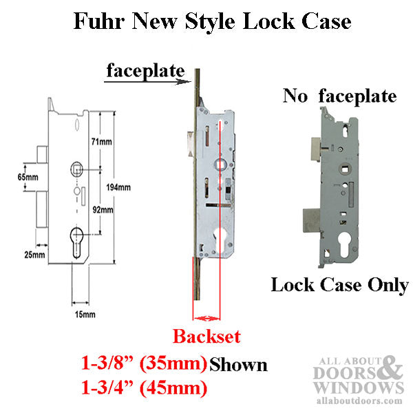 Fuhr Lock Case 35/92 New Style Multipoint or Single Point Replacement Lock Case - Fuhr Lock Case 35/92 New Style Multipoint or Single Point Replacement Lock Case