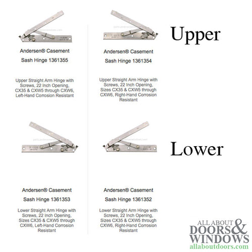 Andersen 22 Inch Enhanced Casement Corrosion Resistant Straight Arm Sill Hinge, Right - Andersen 22 Inch Enhanced Casement Corrosion Resistant Straight Arm Sill Hinge, Right
