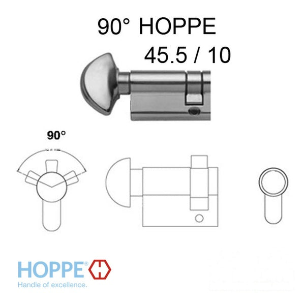 45.5/10 New Style HOPPE Non-Logo 90° Non-Keyed Profile Cylinder Lock, Brass, Choose Color - 45.5/10 New Style HOPPE Non-Logo 90° Non-Keyed Profile Cylinder Lock, Brass, Choose Color