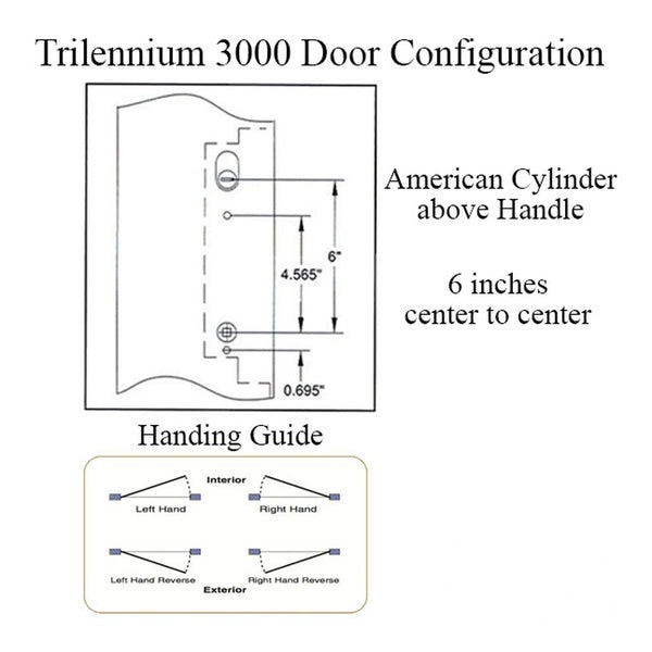 Trilennium 3000 Series Multipoint Lock for 8 Foot Doors Right Hand Inswing - Trilennium 3000 Series Multipoint Lock for 8 Foot Doors Right Hand Inswing