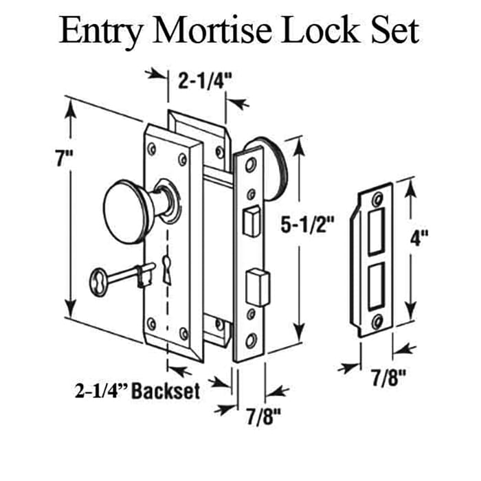 Victorian Style Keyed Mortise Lock Set Satin Nickel - Victorian Style Keyed Mortise Lock Set Satin Nickel