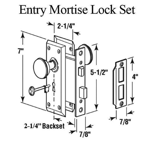 Victorian Style Keyed Mortise Lock Set Satin Nickel - Victorian Style Keyed Mortise Lock Set Satin Nickel