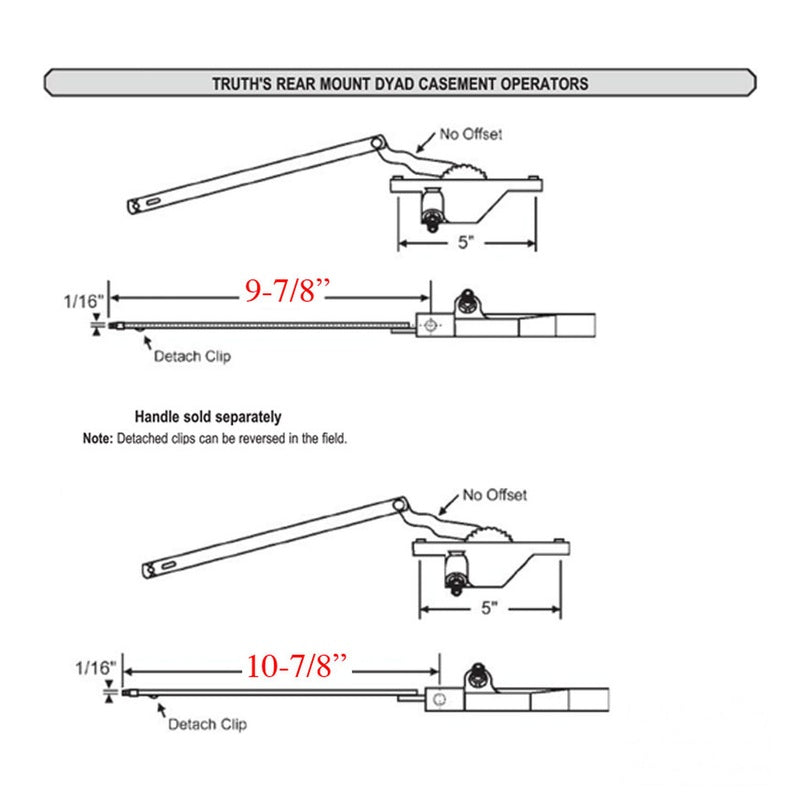 Dyad Operator, Rear Mount, 5 inch hole spacing, 9-7/8 Reach, RH - Dyad Operator, Rear Mount, 5 inch hole spacing, 9-7/8 Reach, RH