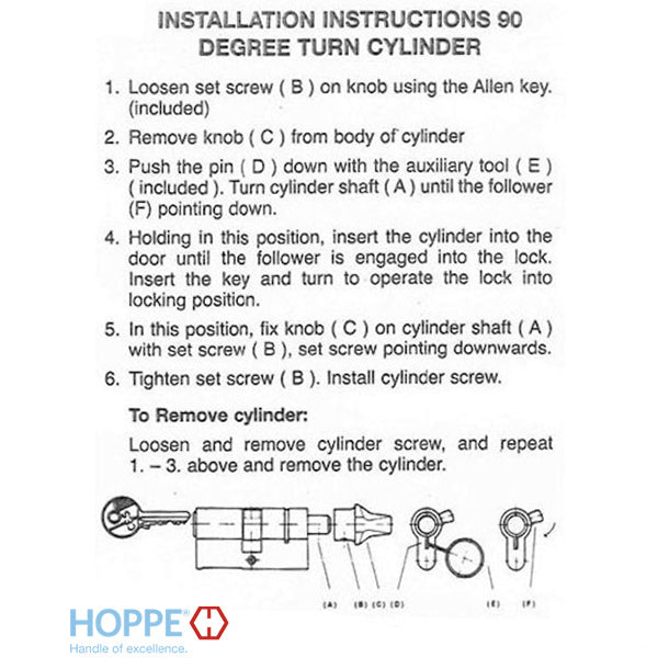 45.5 / 31.5 New Style HOPPE Non-Logo Active 90 Keyed Profile Cylinder Lock - 45.5 / 31.5 New Style HOPPE Non-Logo Active 90 Keyed Profile Cylinder Lock