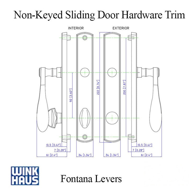 Fontana Style Winkhaus Sliding Door Handle Trim Non-Keyed - Fontana Style Winkhaus Sliding Door Handle Trim Non-Keyed