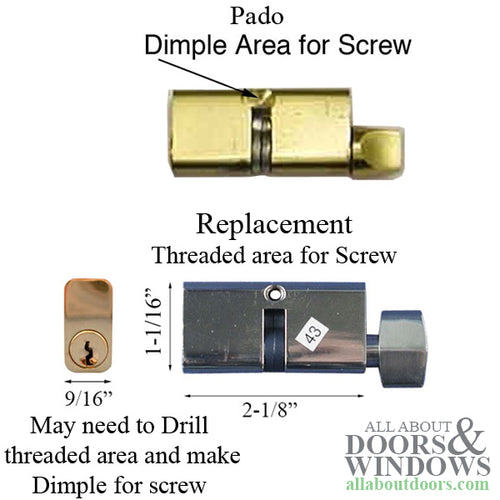 Wright 27/27 Mortise Lock Cylinder with Thumb Turn - Wright 27/27 Mortise Lock Cylinder with Thumb Turn