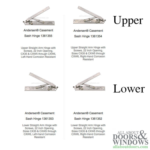 Andersen 22 Inch Enhanced Casement Corrosion Resistant Straight Arm Head Hinge, Left - Andersen 22 Inch Enhanced Casement Corrosion Resistant Straight Arm Head Hinge, Left