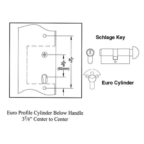 Euro Double Door Active Keyed / Fixed - PVD Polished Brass - Euro Double Door Active Keyed / Fixed - PVD Polished Brass