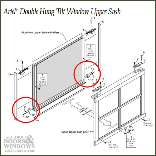 Peachtree Ariel DH Aluminum Upper Sash Pivot Pin - Peachtree Ariel DH Aluminum Upper Sash Pivot Pin