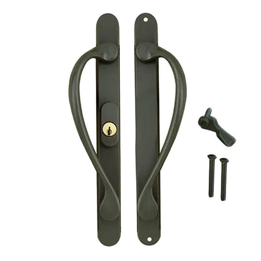 Marvin Active Keyed, Narrow Sliding Door Handle, Center Thumb - PVD Oil Rubbed Bronze