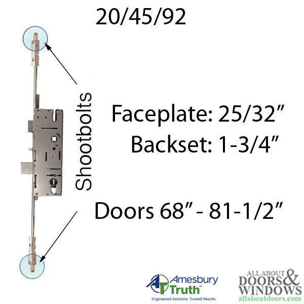 20mm Adjustable 45/92 Shootbolt Replacement, Doors 68