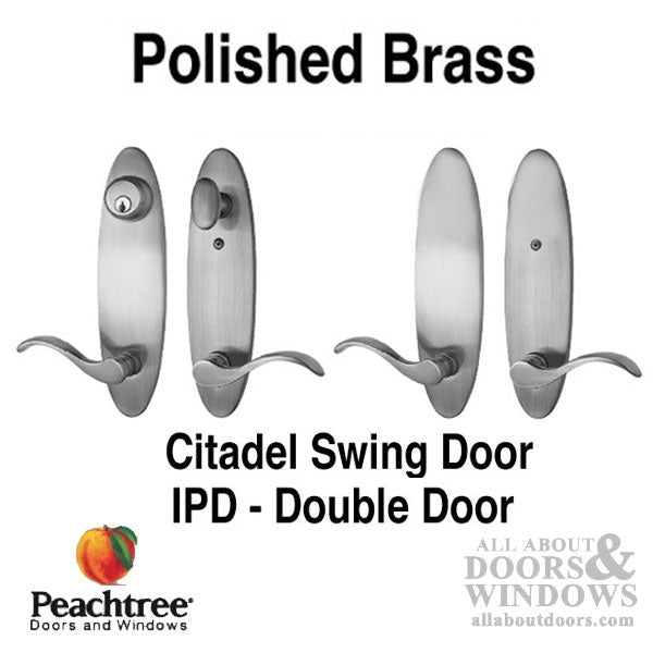 Citadel Peachtree Swing Double Door Handles - Polished Brass - Citadel Peachtree Swing Double Door Handles - Polished Brass