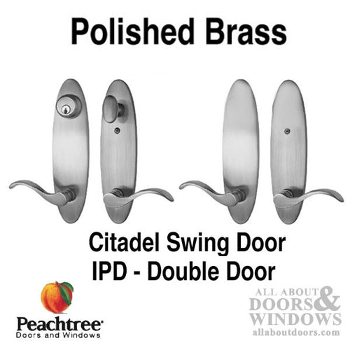 Citadel Peachtree Swing Double Door Handles - Polished Brass - Citadel Peachtree Swing Double Door Handles - Polished Brass