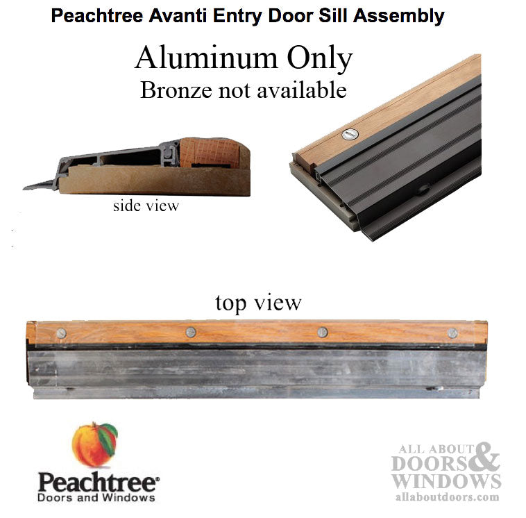 Avanti Threshold with adjustable oak cap, replacement sill - Aluminum - Avanti Threshold with adjustable oak cap, replacement sill - Aluminum