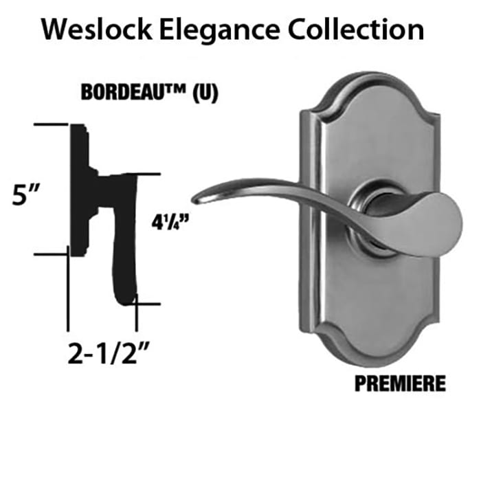 Weslock Bordeau Single Dummy Door Lever Weather Pewter Left Hand Dummy Handle - Weslock Bordeau Single Dummy Door Lever Weather Pewter Left Hand Dummy Handle