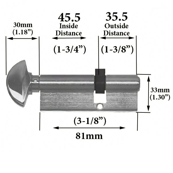 45.5/35.5 New Style HOPPE Non-Logo Active 90 Keyed Profile Cylinder Lock - 45.5/35.5 New Style HOPPE Non-Logo Active 90 Keyed Profile Cylinder Lock