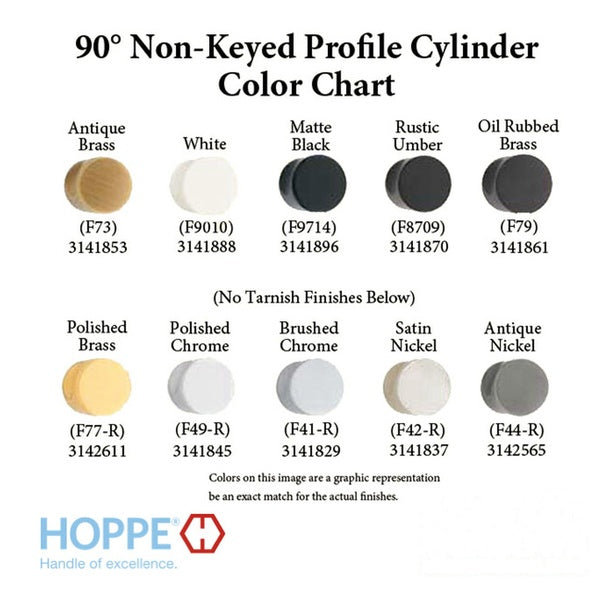 31.5 / 10 New Style HOPPE Non Logo 90 Non-Keyed Profile Cylinder Lock, Solid Brass, Choose Finish - 31.5 / 10 New Style HOPPE Non Logo 90 Non-Keyed Profile Cylinder Lock, Solid Brass, Choose Finish