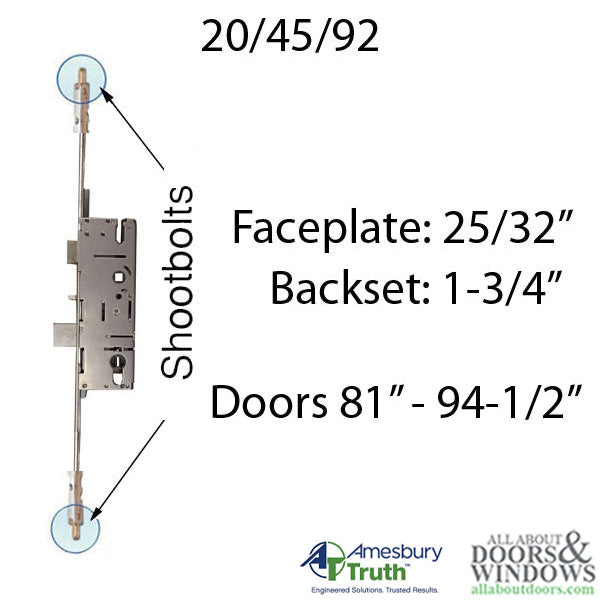 20mm Adjustable 45/92 Shootbolt Replacement, Doors 81