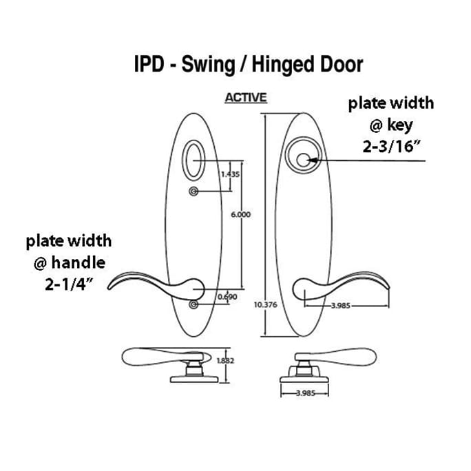 IPD Citadel Peachtree Swing Door Hardware - Polished Brass - IPD Citadel Peachtree Swing Door Hardware - Polished Brass